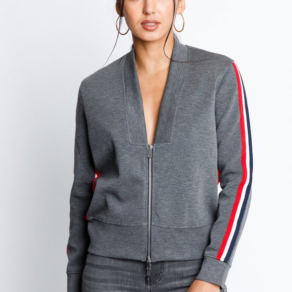 Gray Stretch Cotton Zip Jacket - Picture 1 of 4